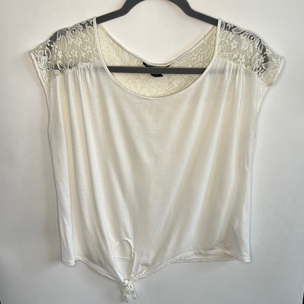 Forever 21 White Lace Detail Top